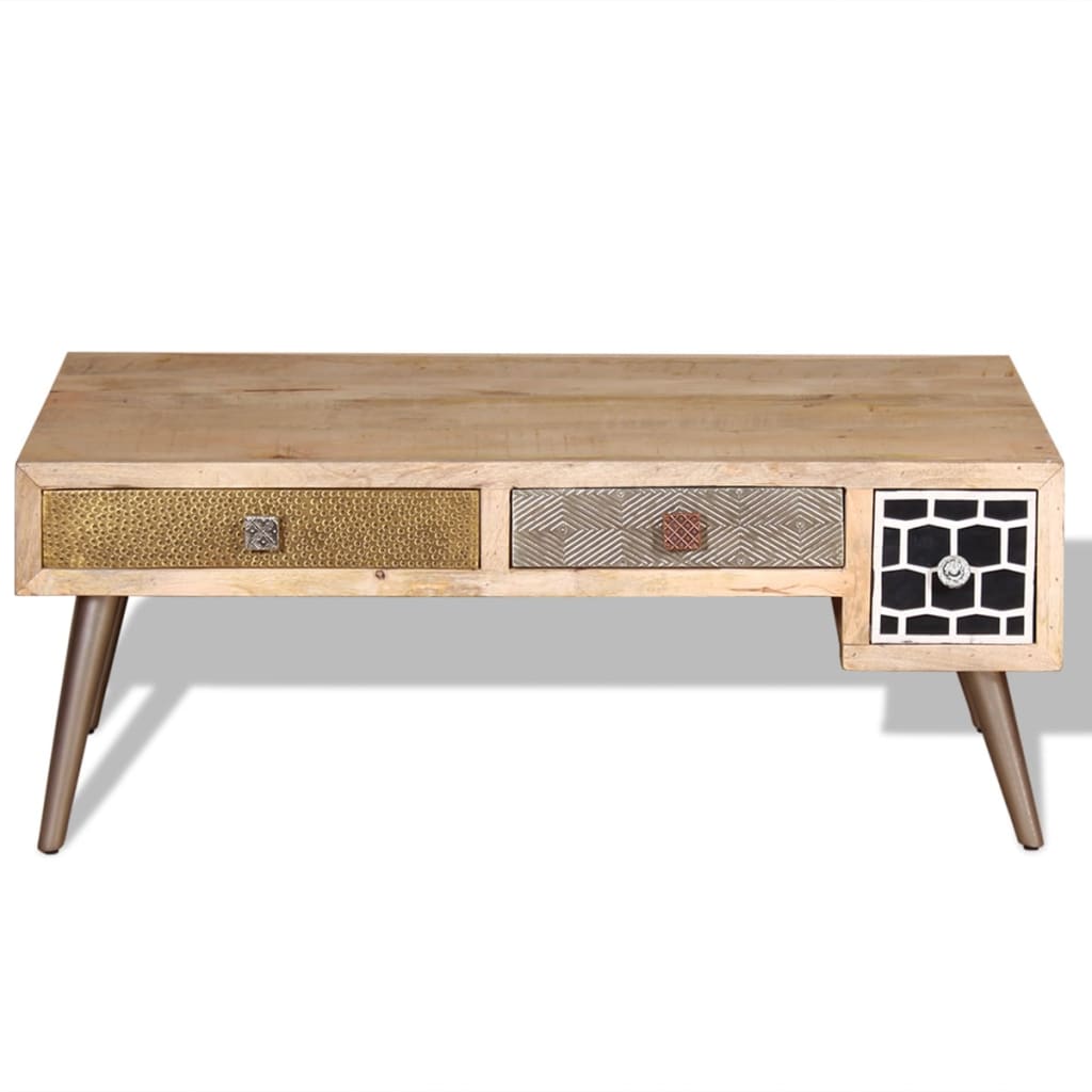 Coffee Table with Drawers Solid Mango Wood 105x55x41 cm
