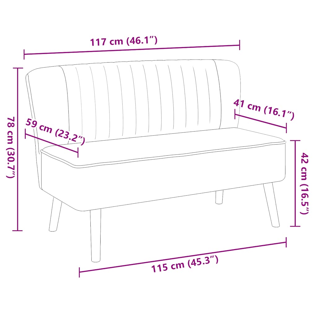 Sofa Fabric 117x55.5x77 cm Light Grey