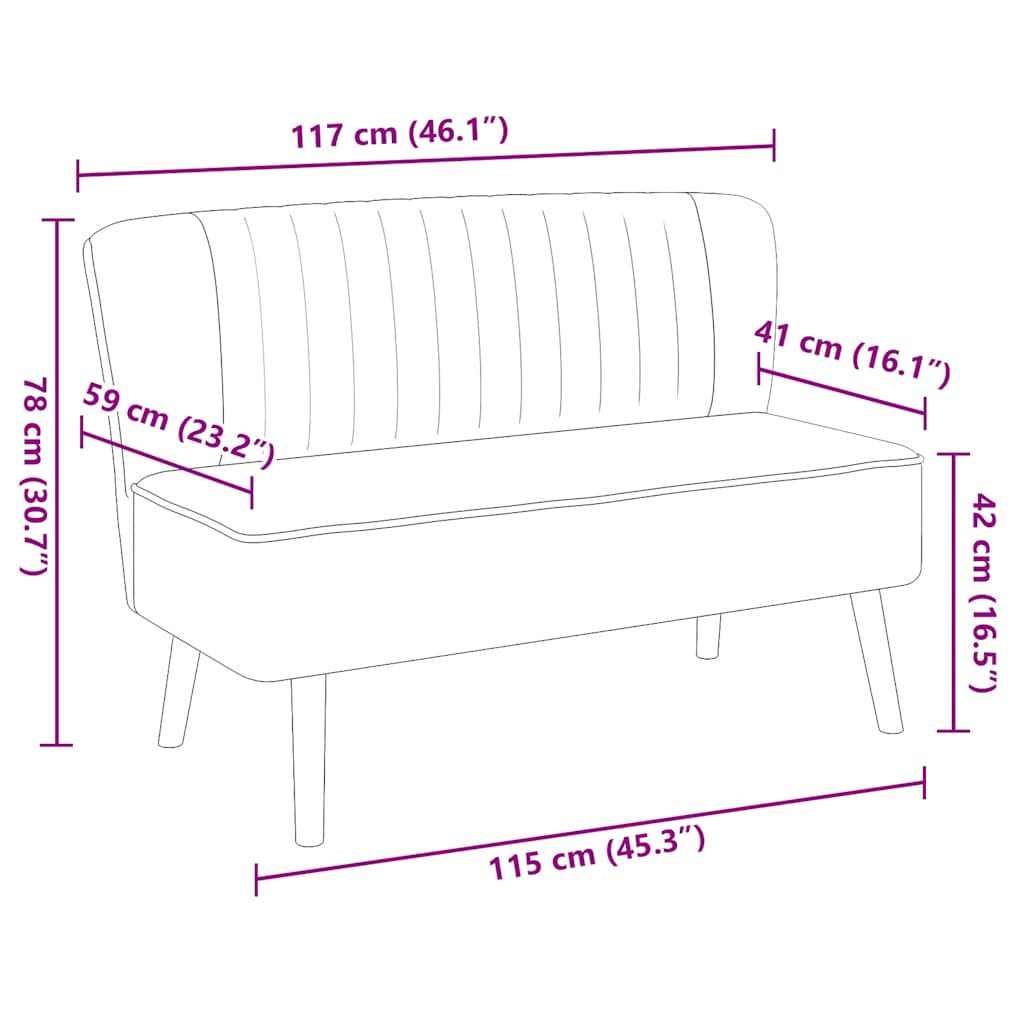 Sofa Fabric 117x55.5x77 cm Blue