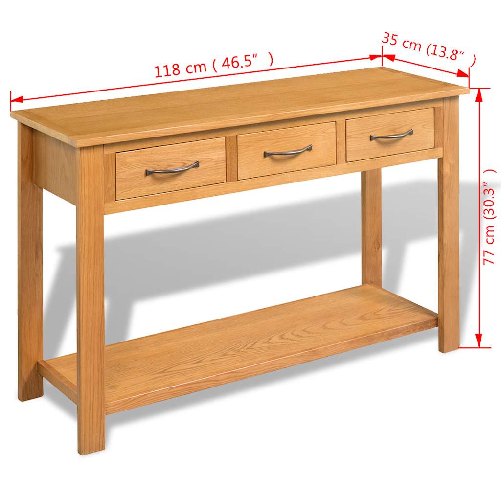 Console Table 118x35x77 cm Solid Oak Wood
