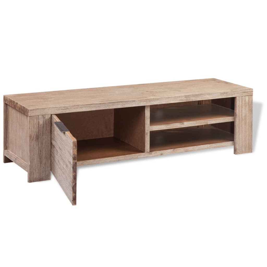 Tv Cabinet Solid Brushed Acacia Wood 140x38x40 Cm