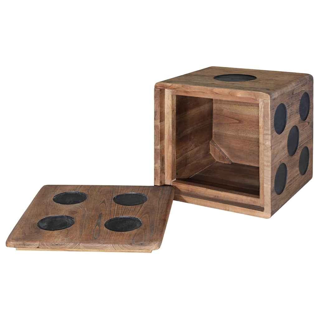 Storage Box Mindi Wood 40x40x40 cm Dice Design