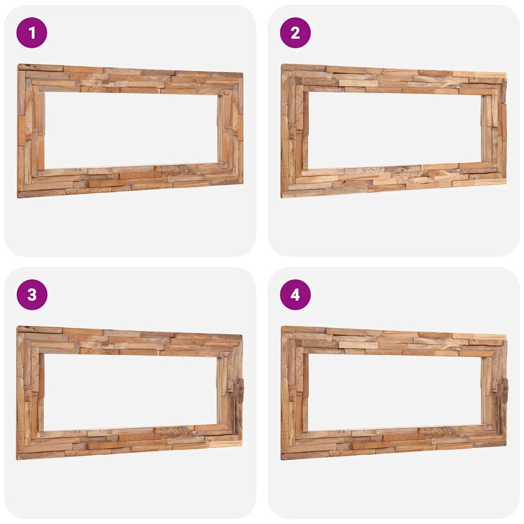 Decorative Mirror Teak 120x60 cm Rectangular
