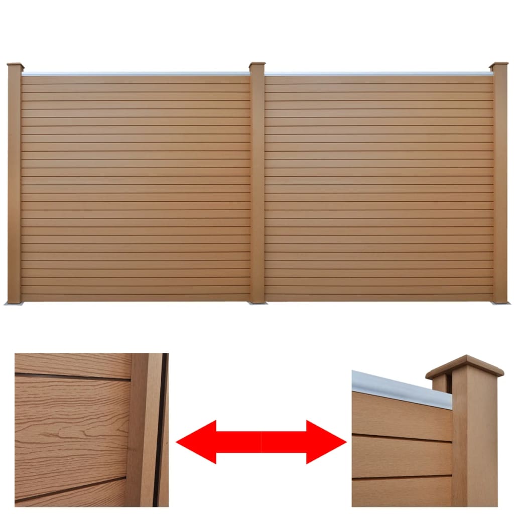 Garden Fence Panels 2 pcs WPC 361 cm Brown