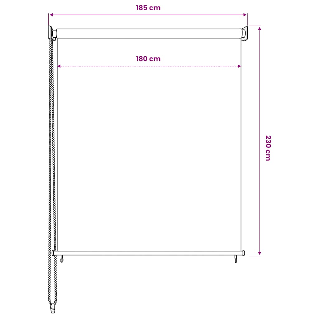 Outdoor Roller Blind 185(W)x230(H) cm Cream
