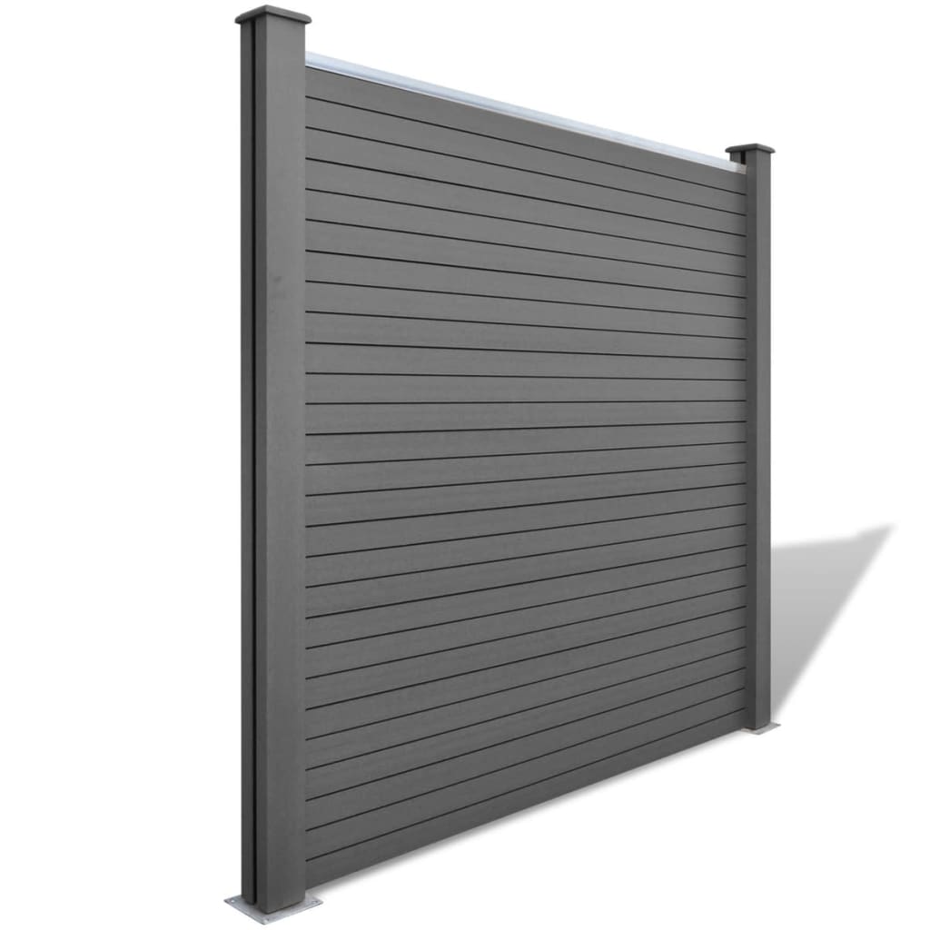 Garden Fence Set 1 Square + 1 Slanted WPC 283 cm Grey