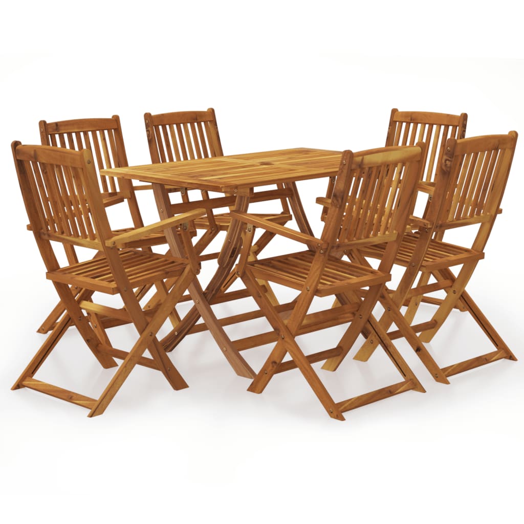 7 Piece Folding Outdoor Dining Set Solid Acacia Wood