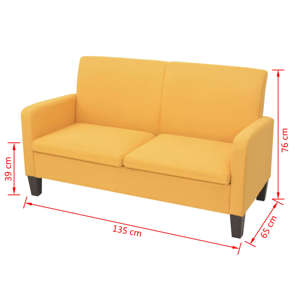 2-Seater Sofa 135x65x76 cm Yellow