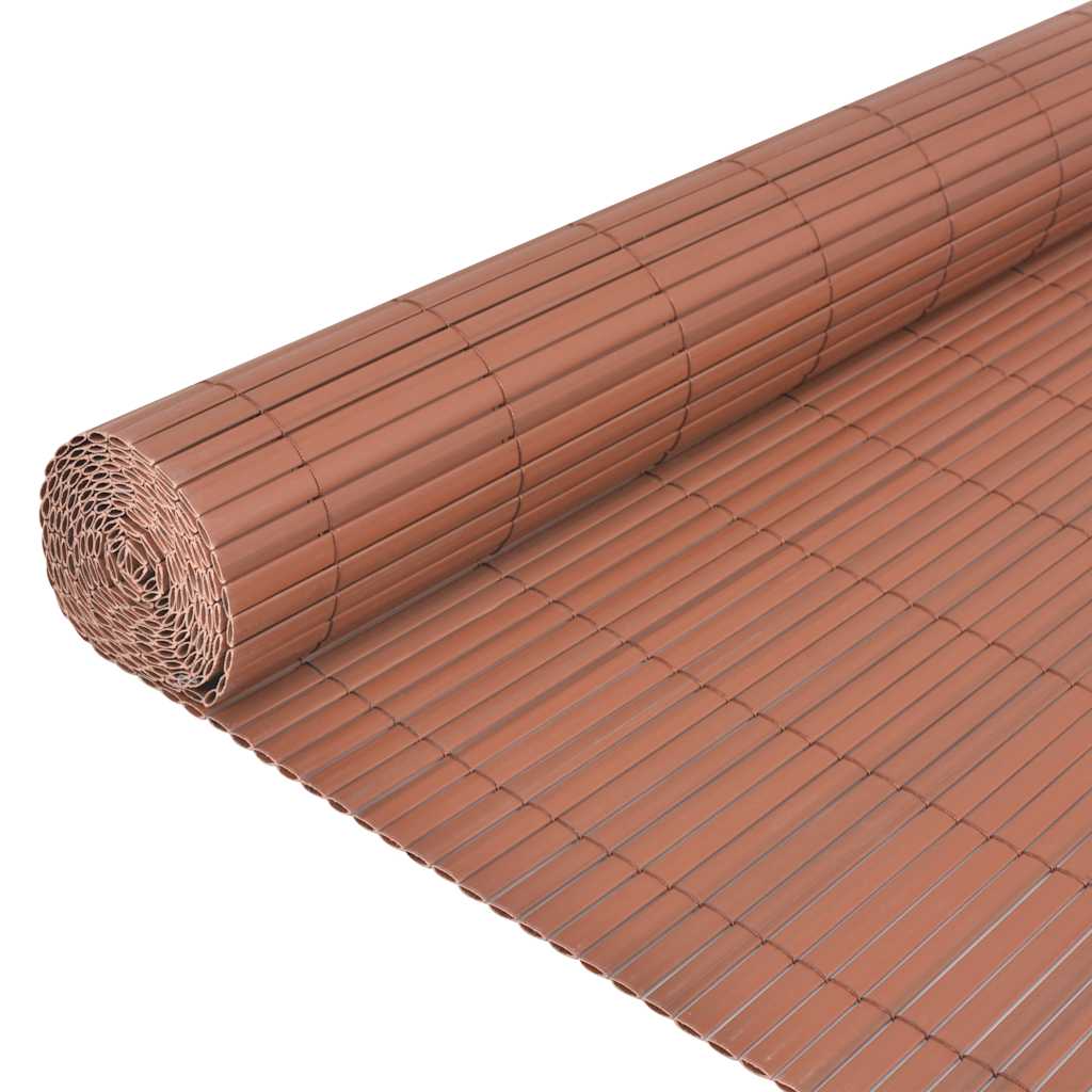 Double-Sided Garden Fence PVC 90x300 cm Brown