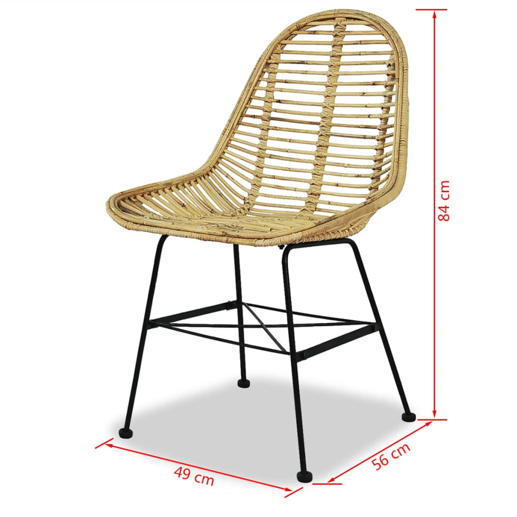 Dining Chairs 2 pcs Natural Rattan