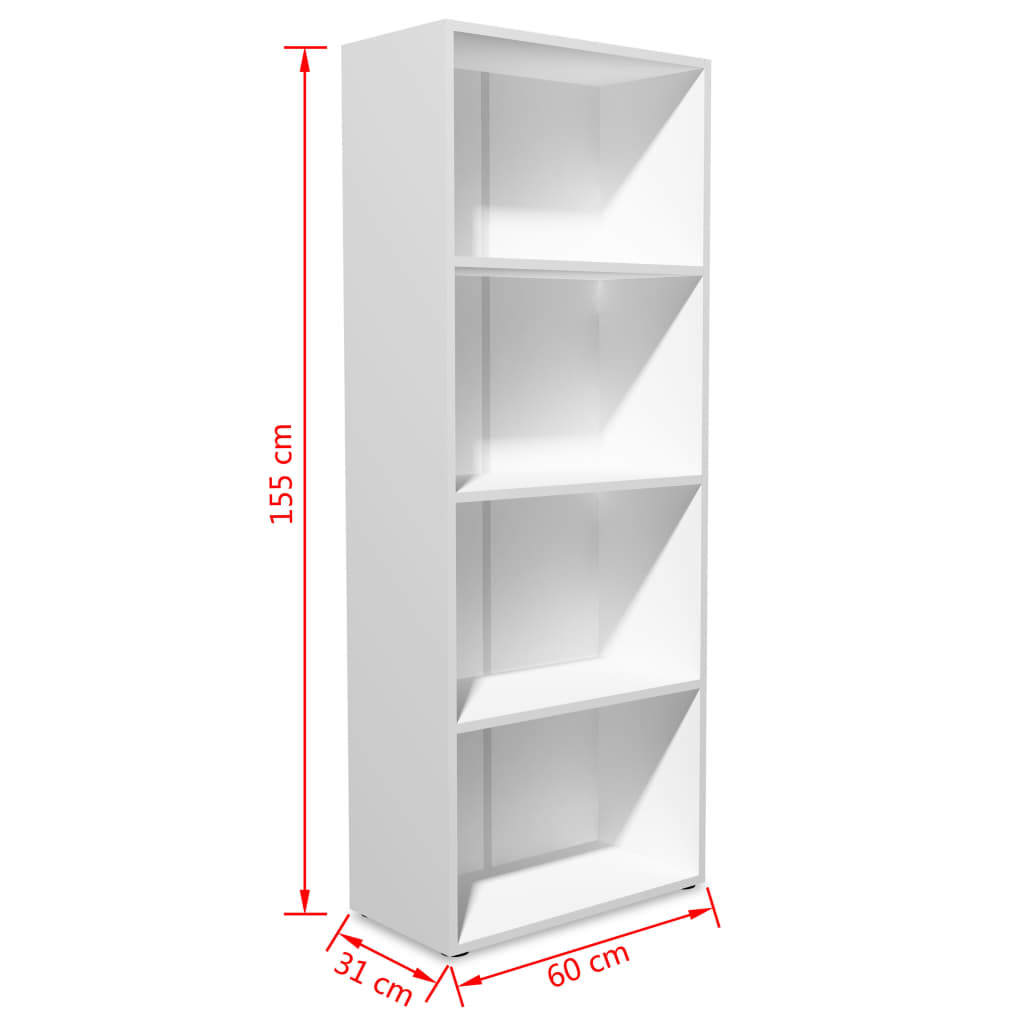 Bookshelf Engineered Wood 60x31x155 cm white