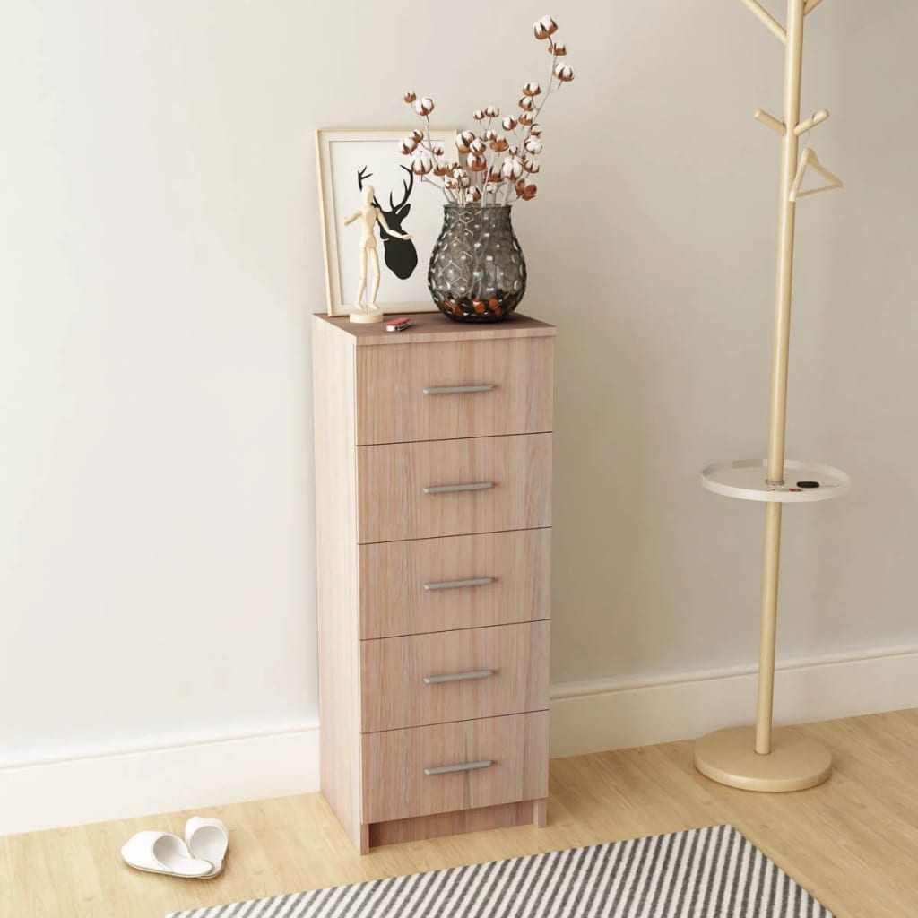 Tall Chest of Drawers Engineered Wood 41x35x106 cm Oak
