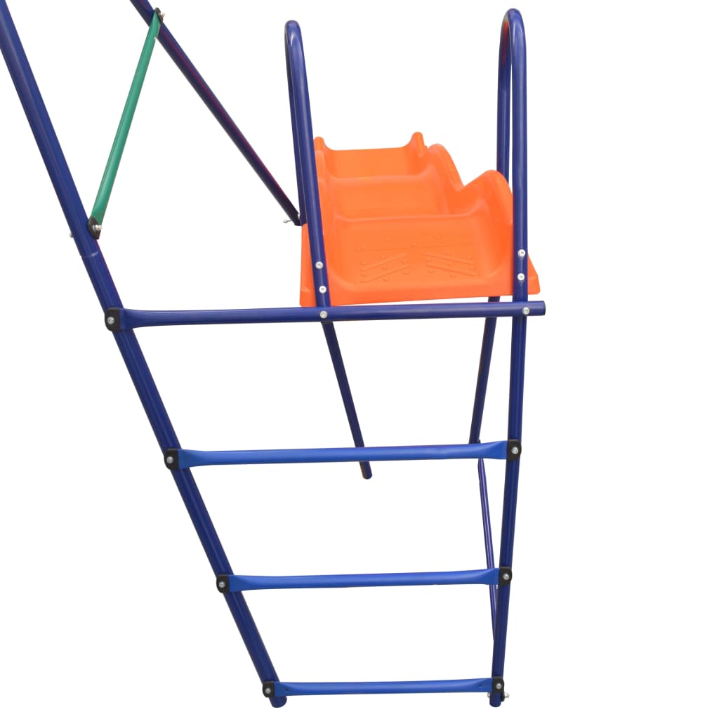 Swing Set With Slide And 3 Seats Orange
