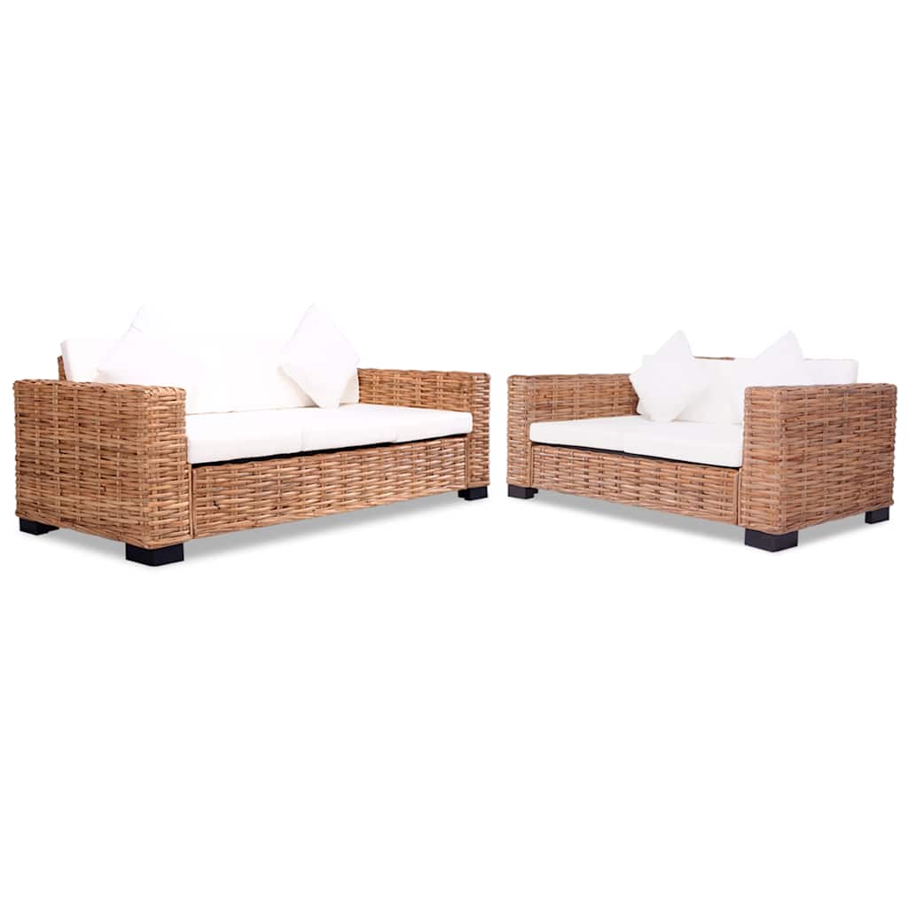 15 Piece Sofa Set Natural Rattan