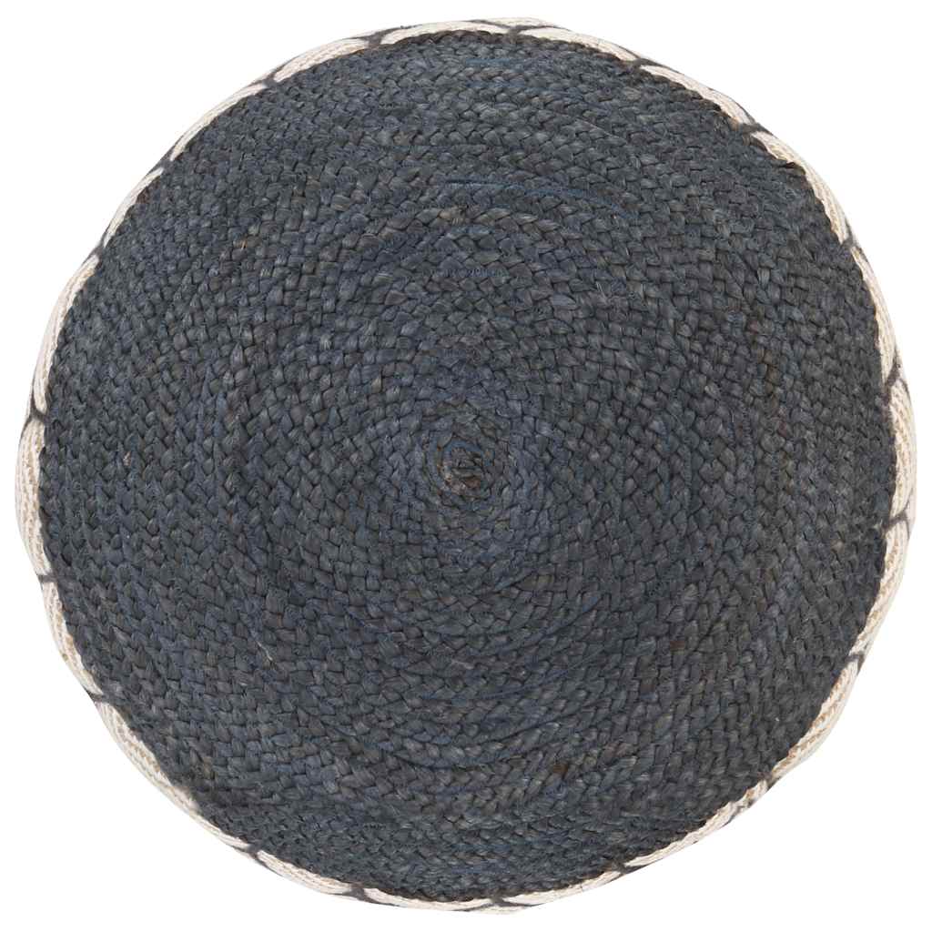 Woven/Knitted Pouffe Jute Cotton 50x30 cm Blue