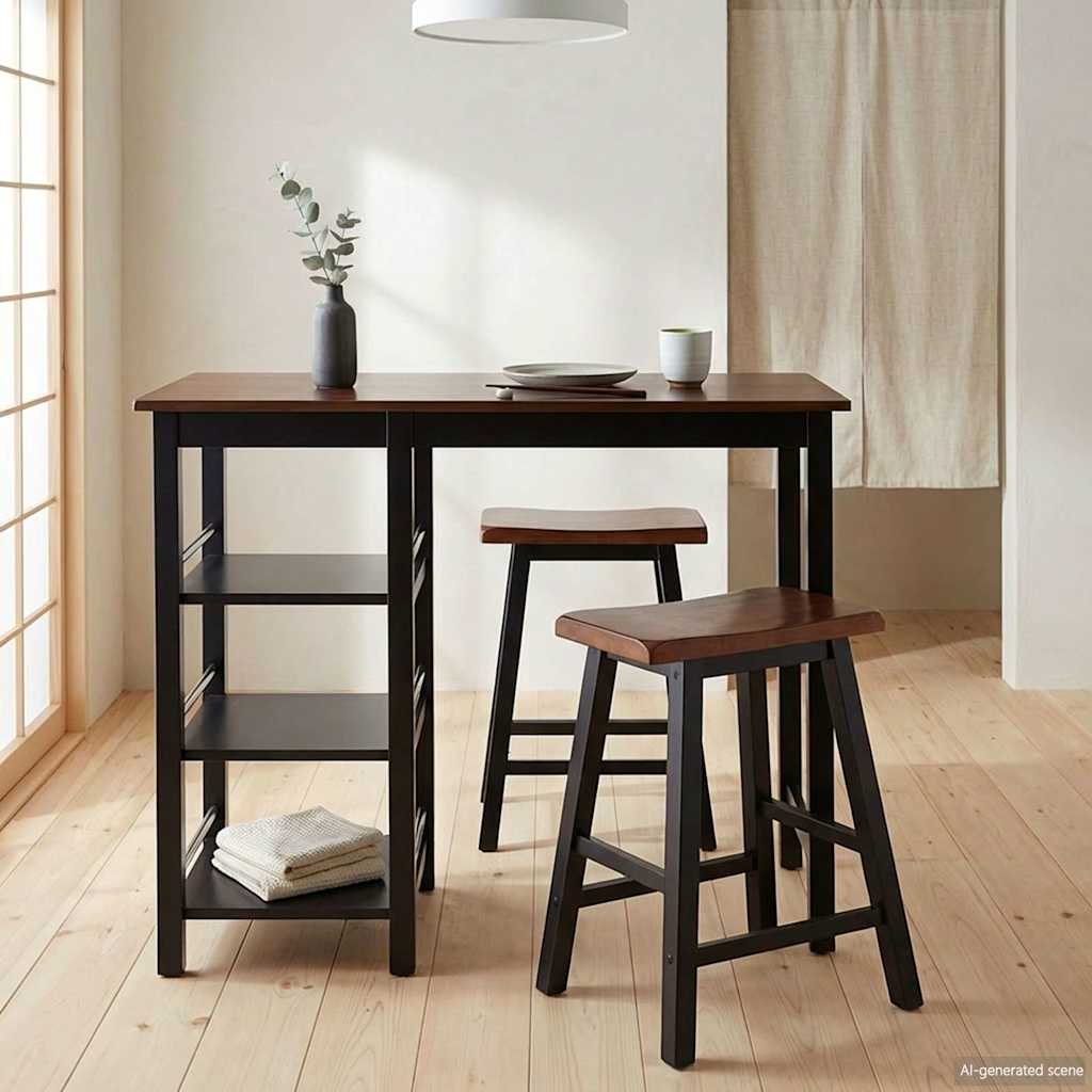 Bar Set 3 Pieces MDF Black