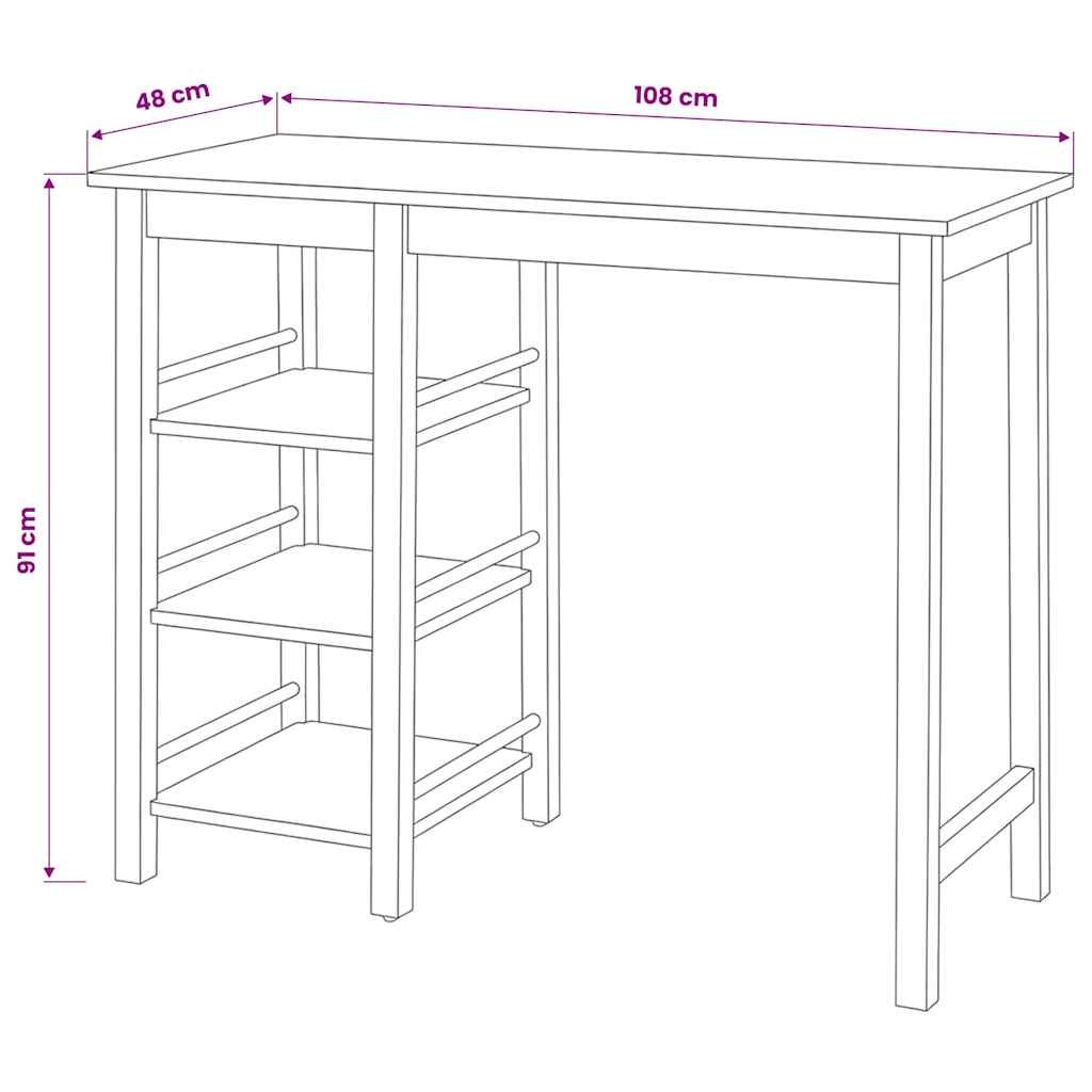 Bar Set 3 Pieces MDF Black