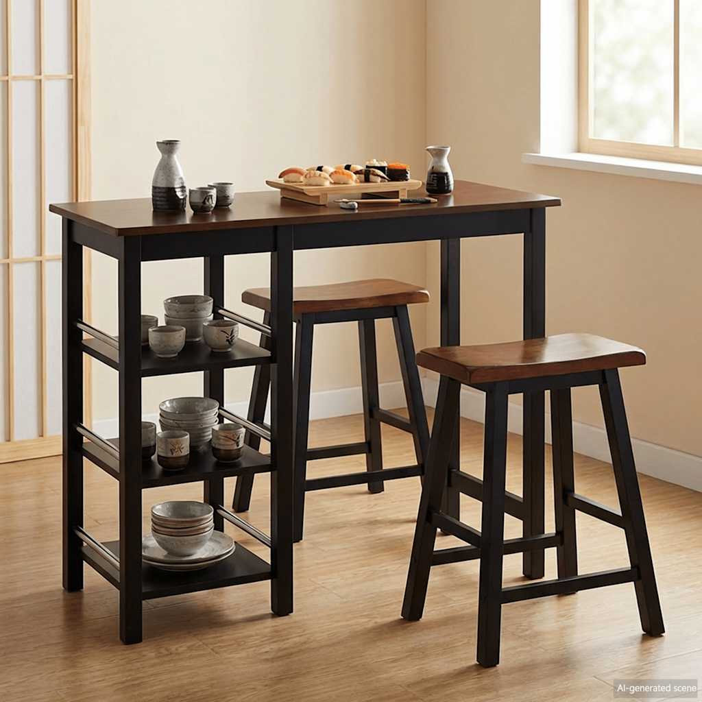Bar Set 3 Pieces MDF Black