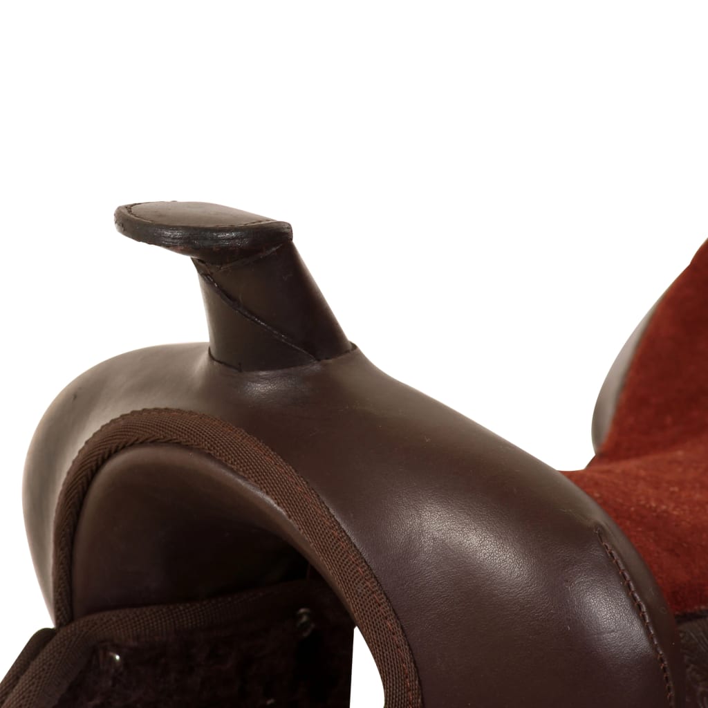 Western Saddle, Headstall&Breast Collar Real Leather 15" Brown