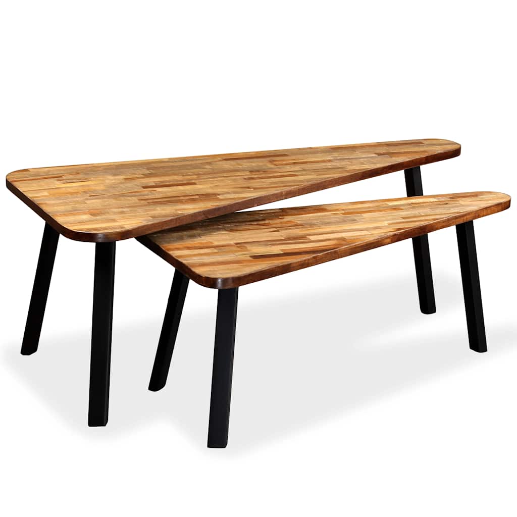 Coffee Table Set 2 Pieces Reclaimed Teak