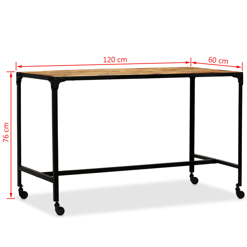 Dining Table Solid Mango Wood And Steel 120x60x76 Cm