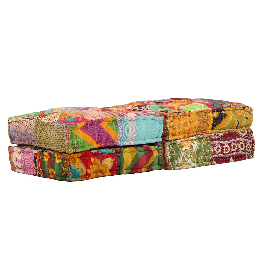 2-Seater Modular Pouffe Patchwork Fabric