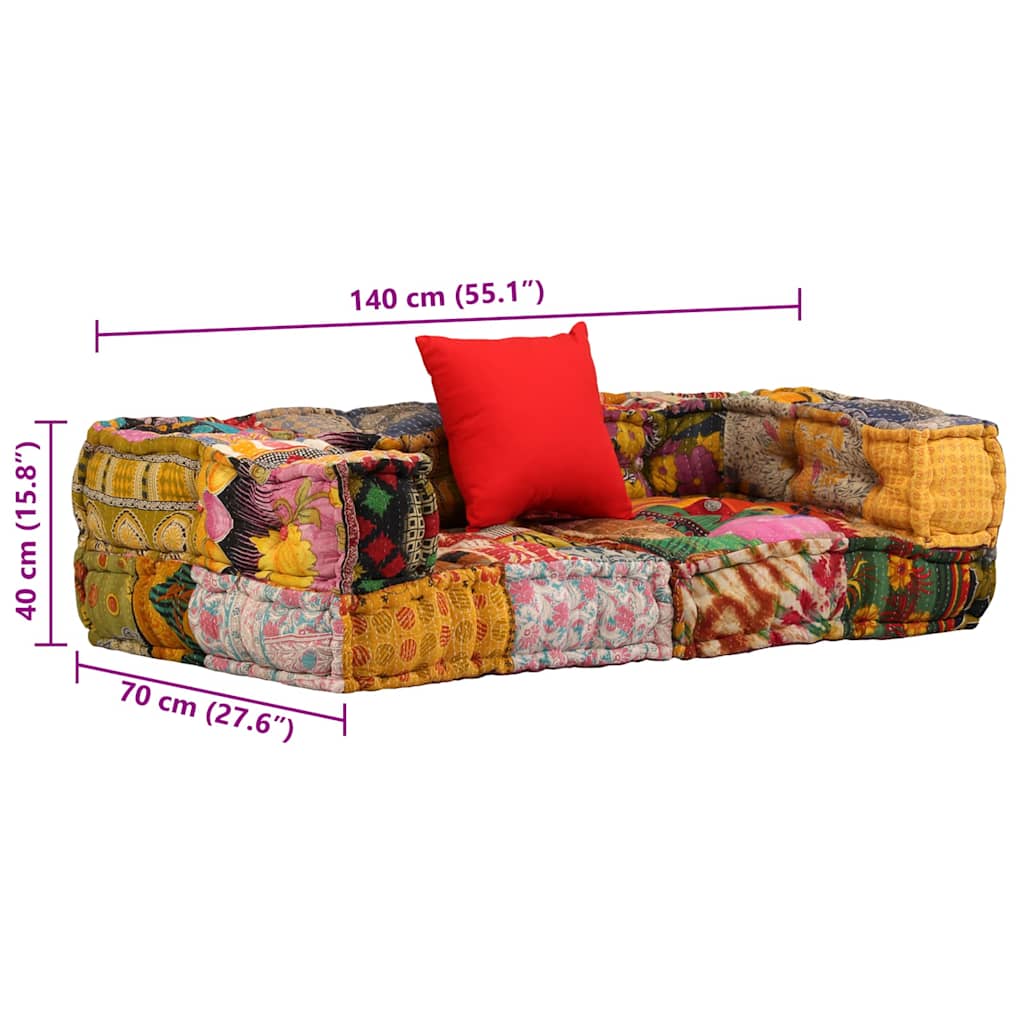 2-Seater Modular Pouffe Patchwork Fabric