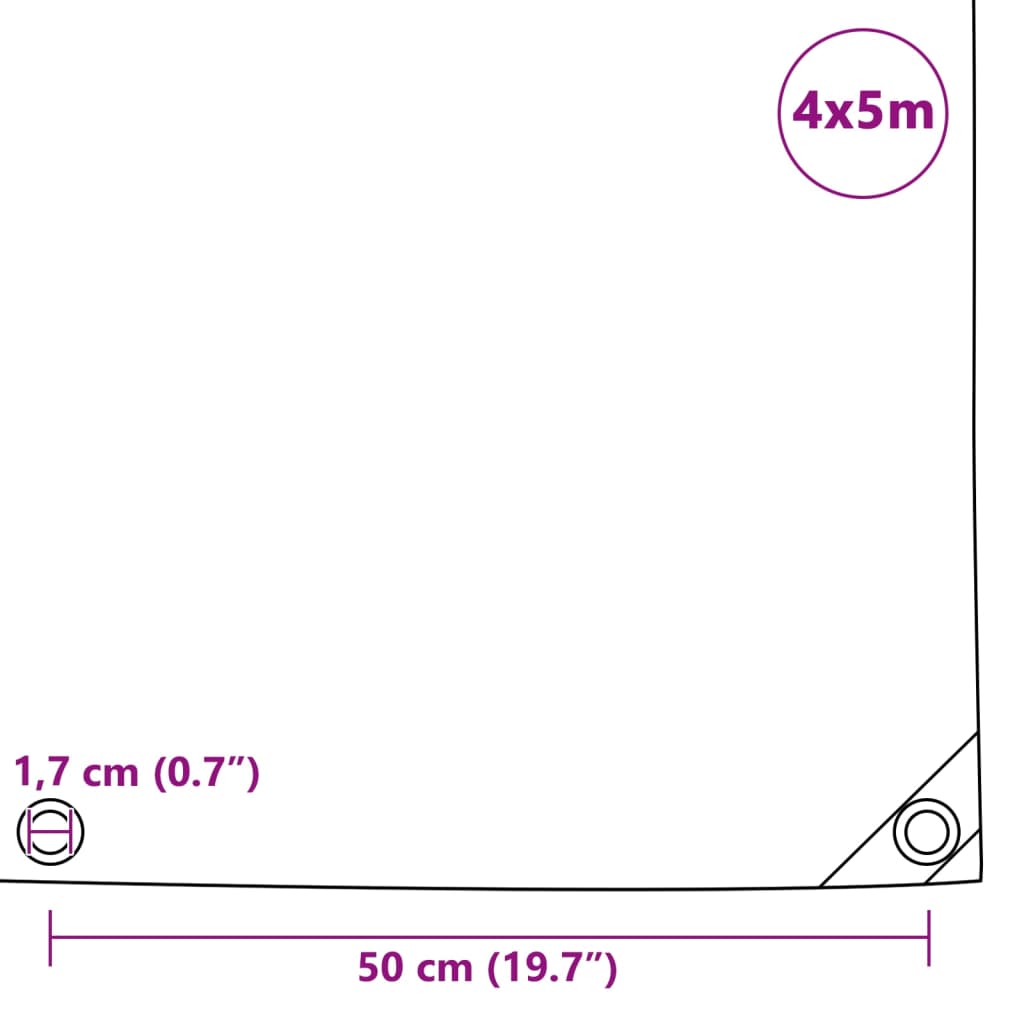 Tarpaulin 650 g/m? 4x5 m Grey