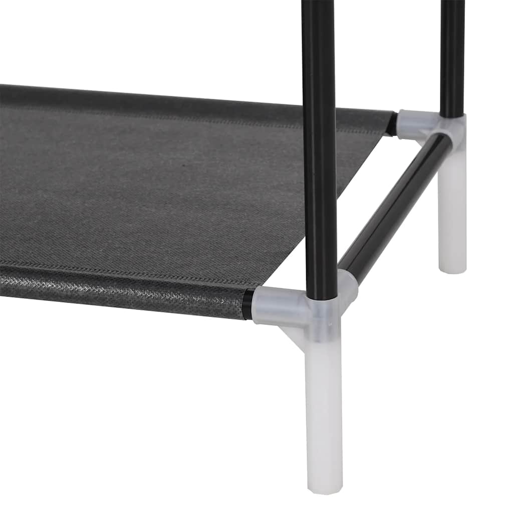 Shoe Rack with 4 Shelves Metal and Non-woven Fabric Black