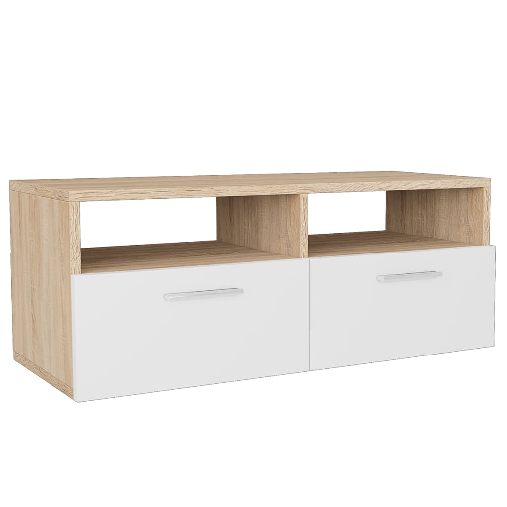 Tv Cabinet Chipboard 95x35x36 Cm Oak And White