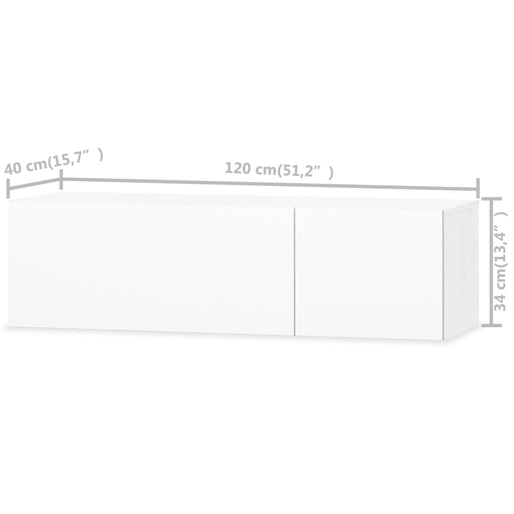 TV Cabinet Engineered Wood 120x40x34 cm High Gloss White
