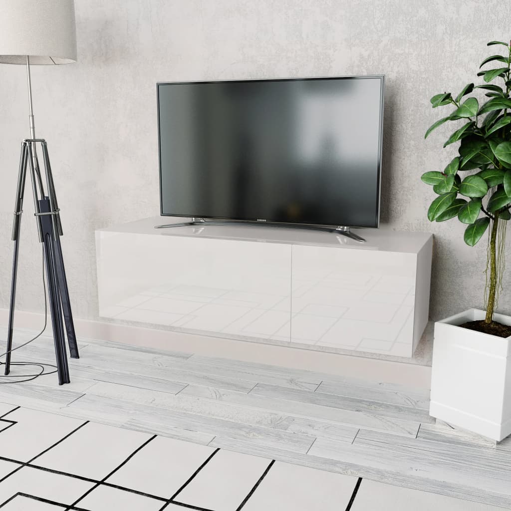 TV Cabinet Engineered Wood 120x40x34 cm High Gloss White