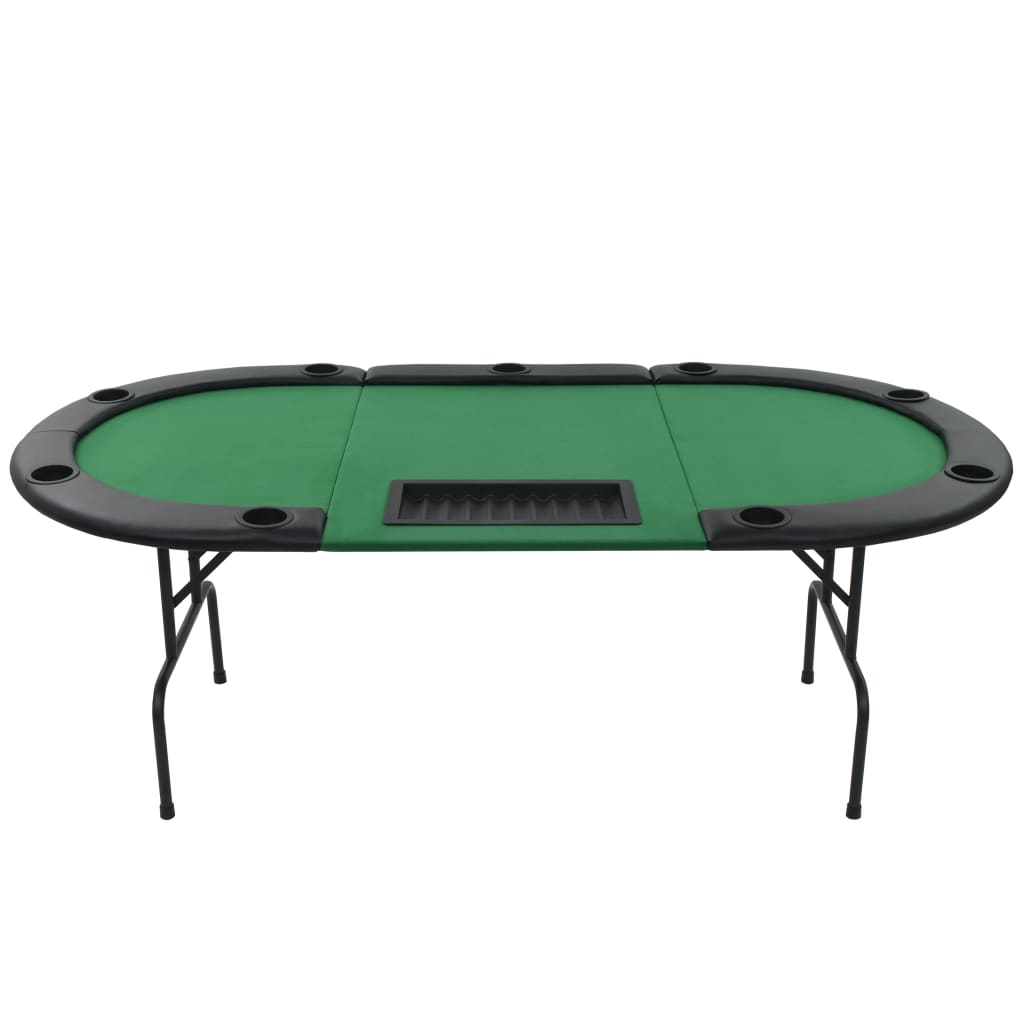 9-Player Folding Poker Table 3 Fold Oval Green