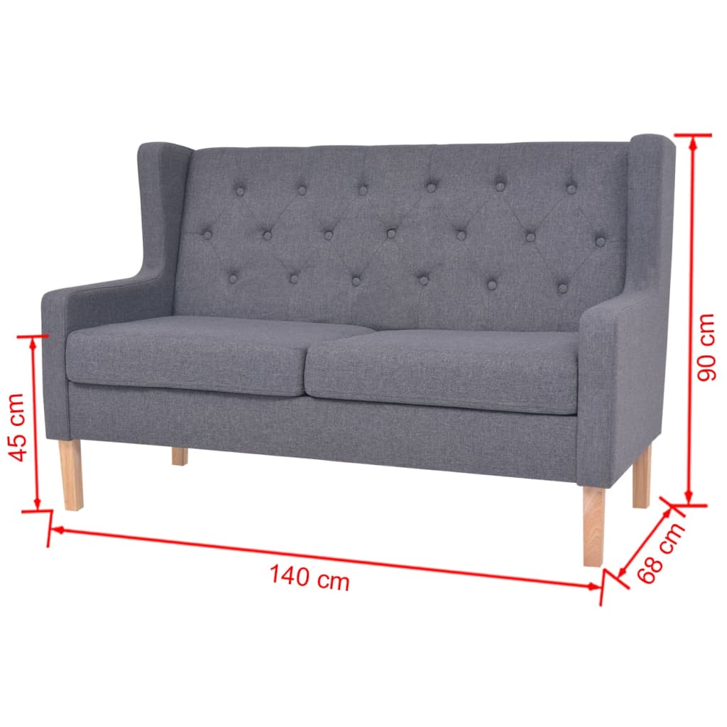 Sofa Set 2 Pieces Fabric Grey
