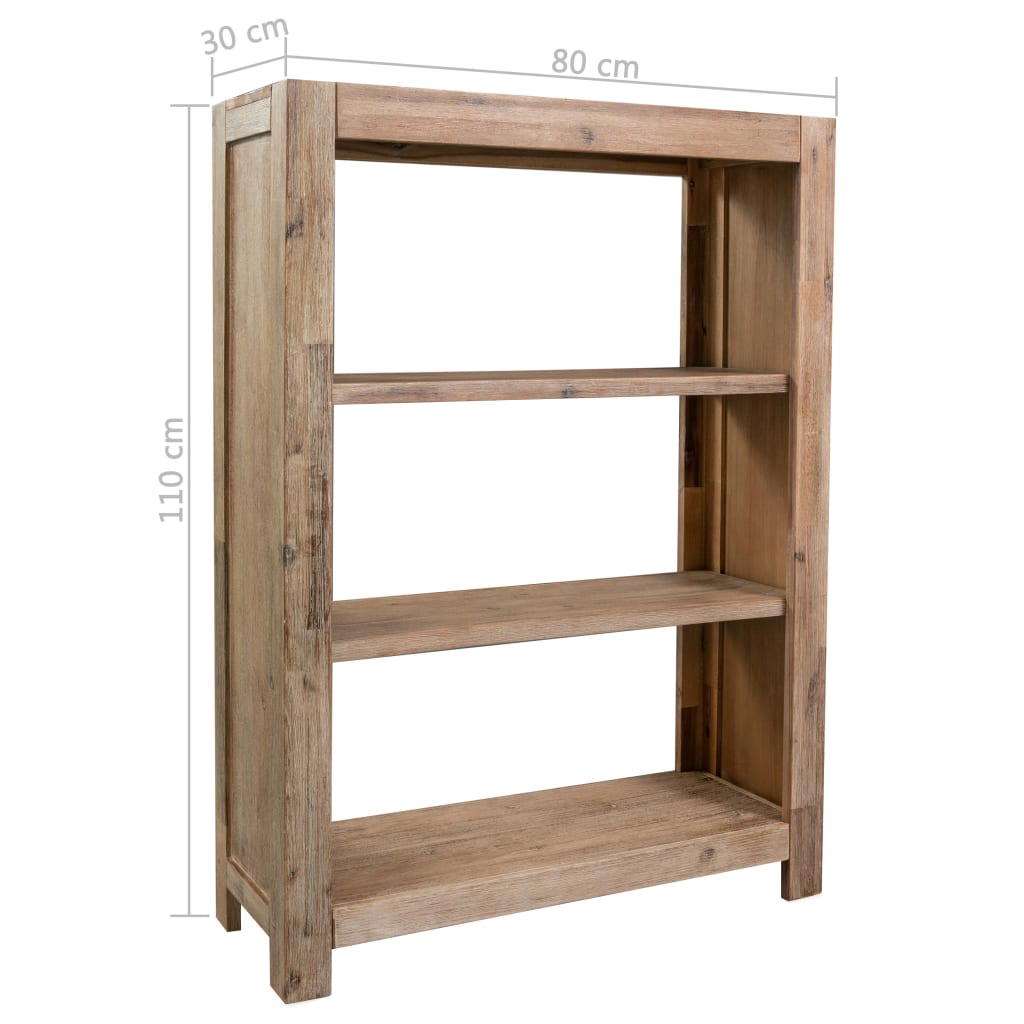 3-Tier Bookcase 80x30x110 cm Solid Acacia Wood