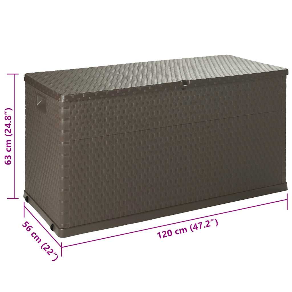Garden Storage Box Brown 120x56x63 cm PP Rattan