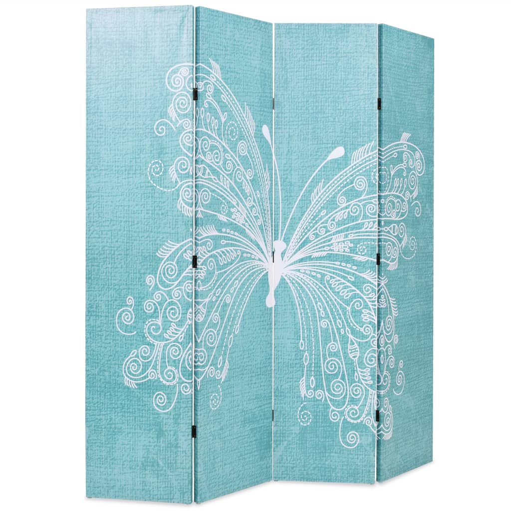 Folding Room Divider 160x180 cm Butterfly Blue