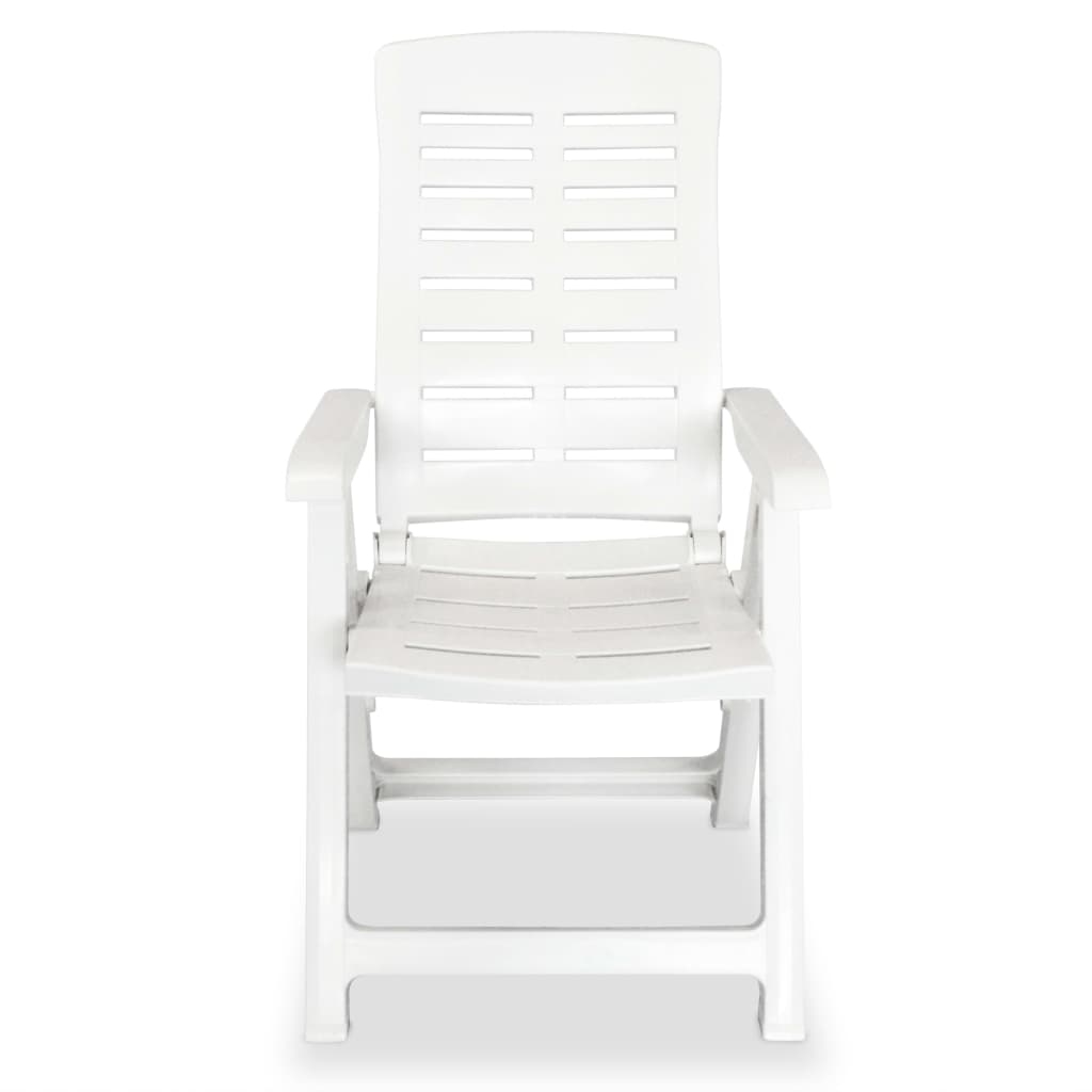 Reclining Folding Chairs 2 pcs Plastic White