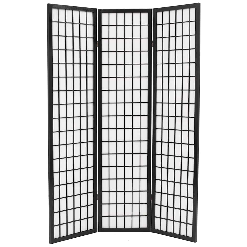 Folding 3-Panel Room Divider Japanese Style 120x170 cm Black