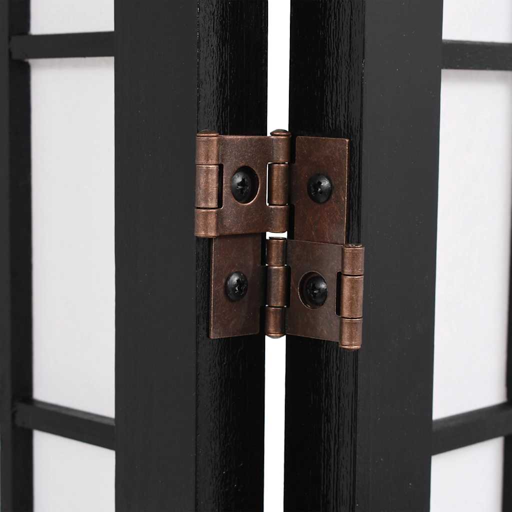 Folding 3-Panel Room Divider Japanese Style 120x170 cm Black