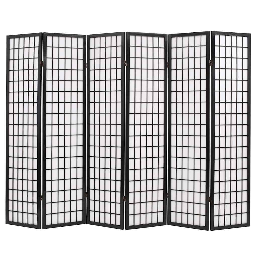 Folding 6-Panel Room Divider Japanese Style 240x170 cm Black