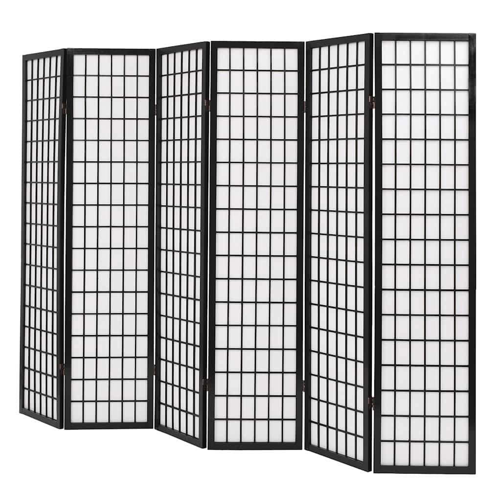 Folding 6-Panel Room Divider Japanese Style 240x170 cm Black