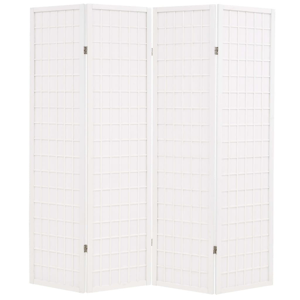 Folding 4-Panel Room Divider Japanese Style 160x170 cm White