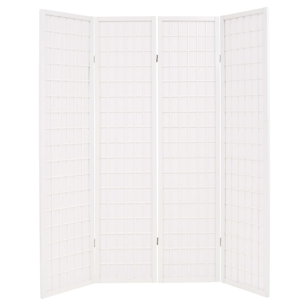 Folding 4-Panel Room Divider Japanese Style 160x170 cm White