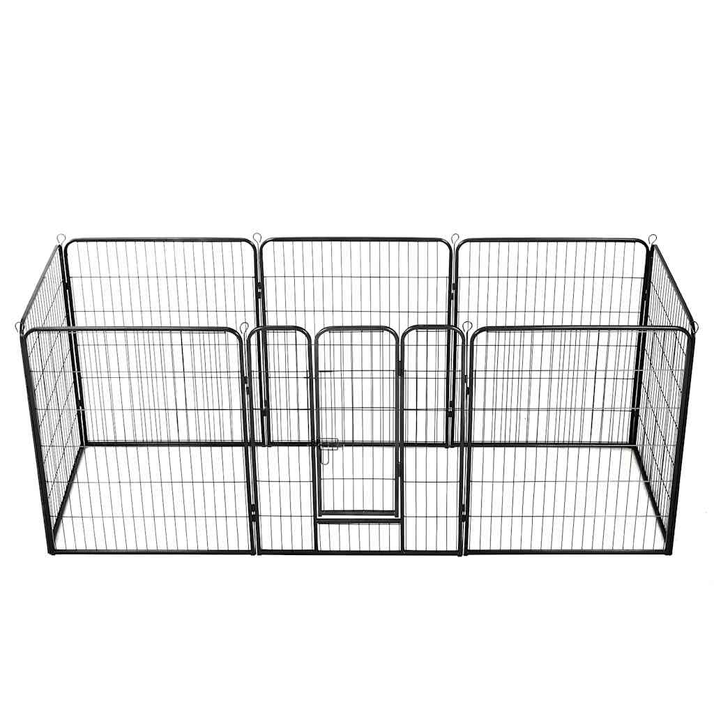 Dog Playpen 8 Panels Steel 80x100 cm Black