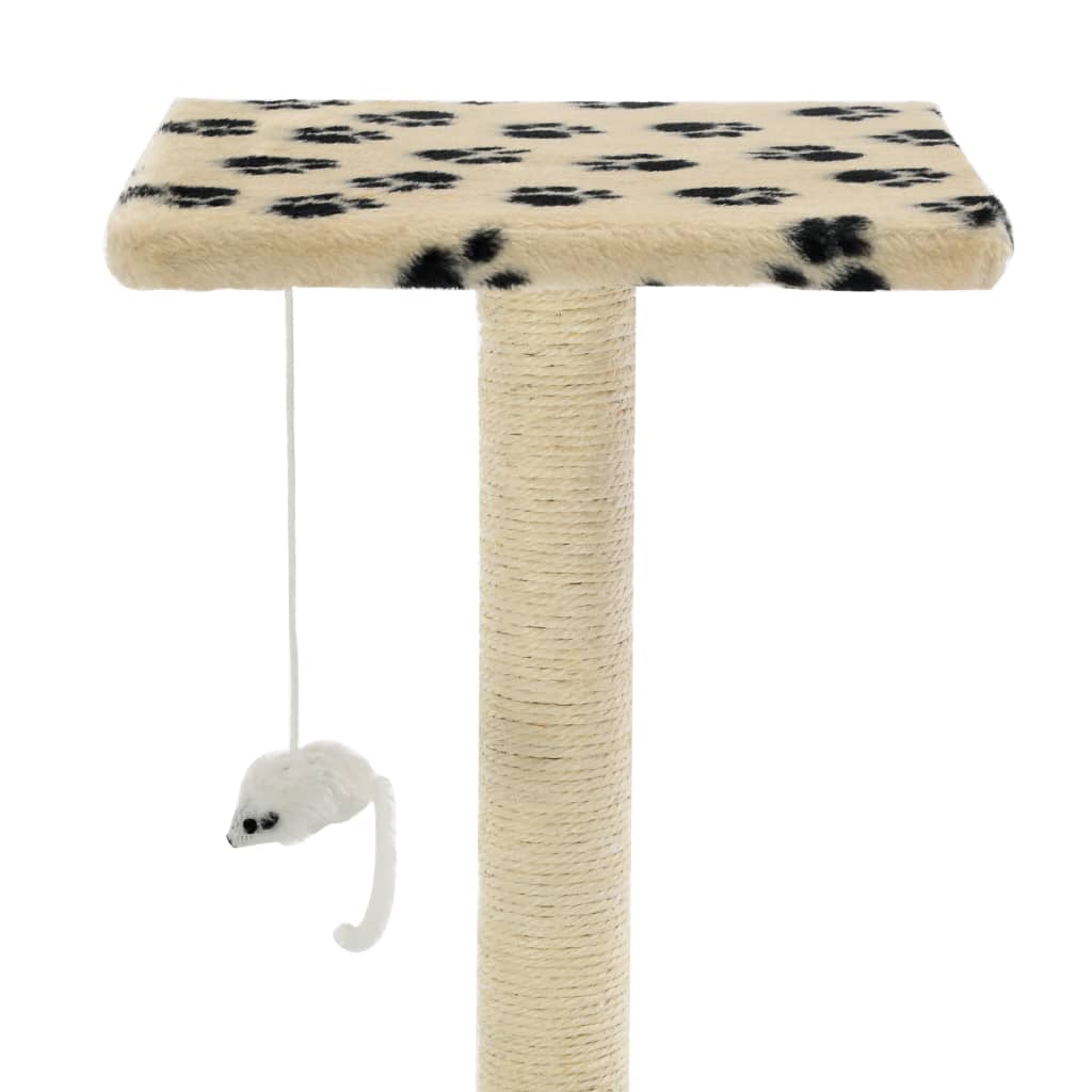Cat Tree with Sisal Scratching Posts 95 cm Beige Paw Prints