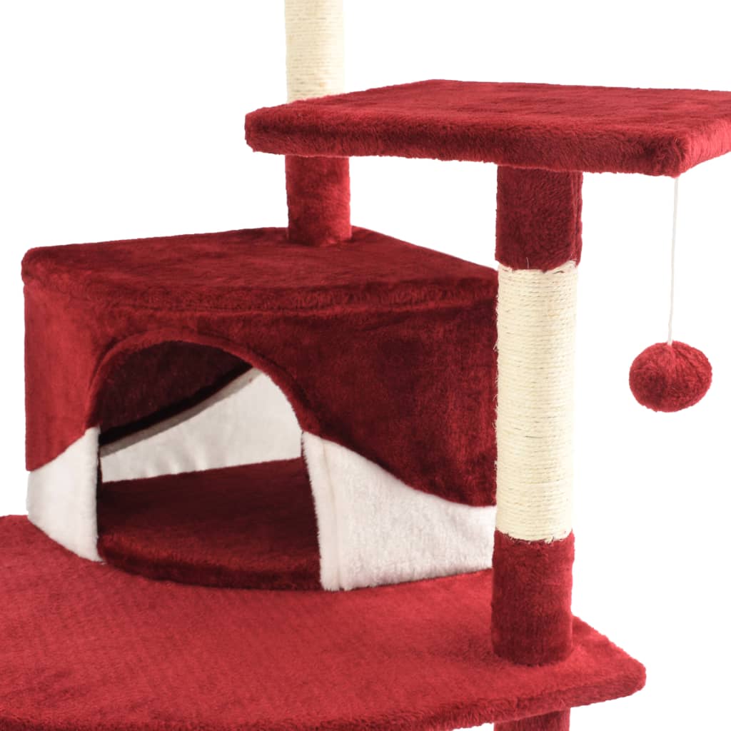 Cat Tree with Sisal Scratching Posts 203 cm Red and White
