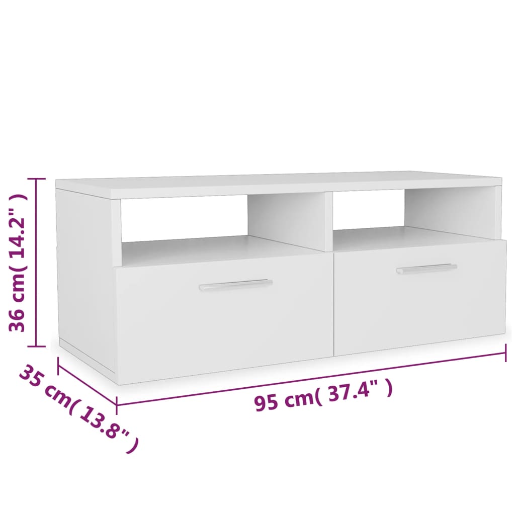 TV Cabinets 2 pcs Engineered Wood 95x35x36 cm White