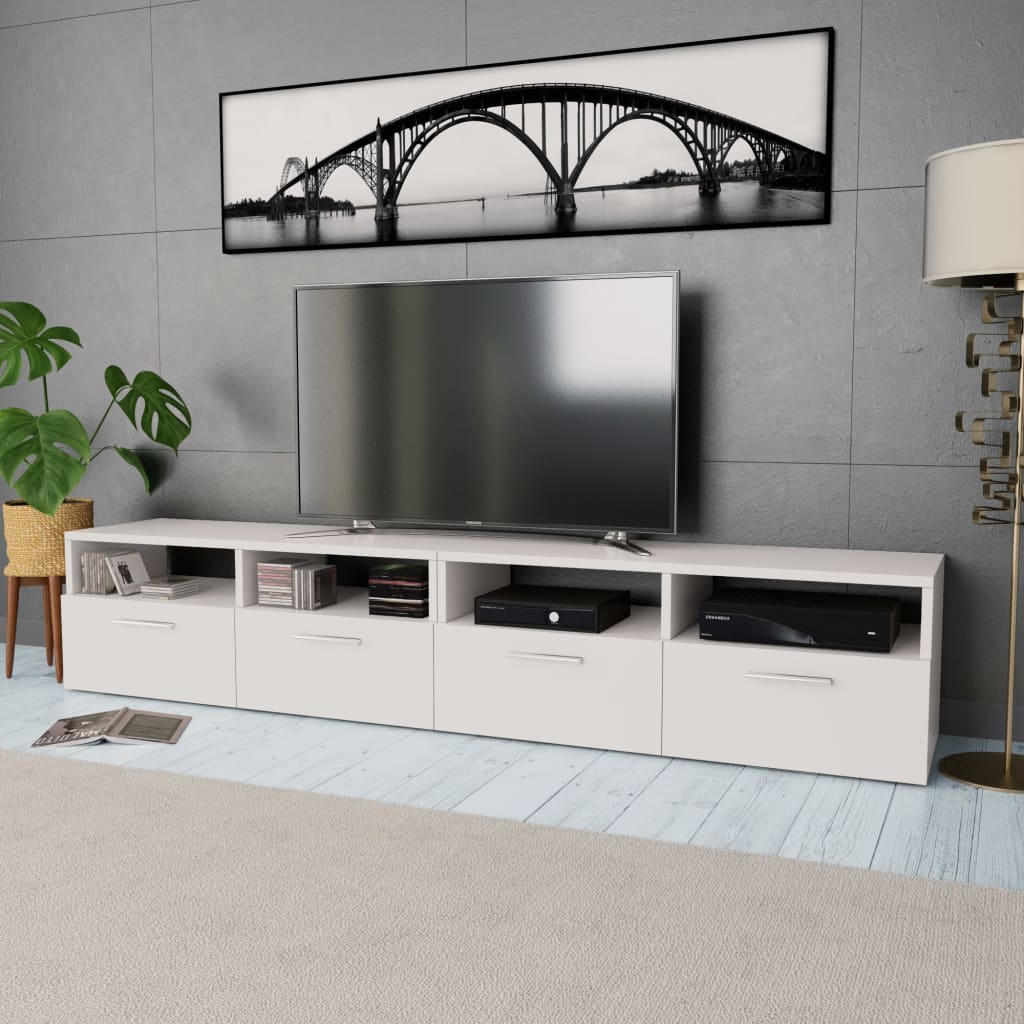 2 Piece TV Cabinet Set Engineered Wood 95x35x36 cm White