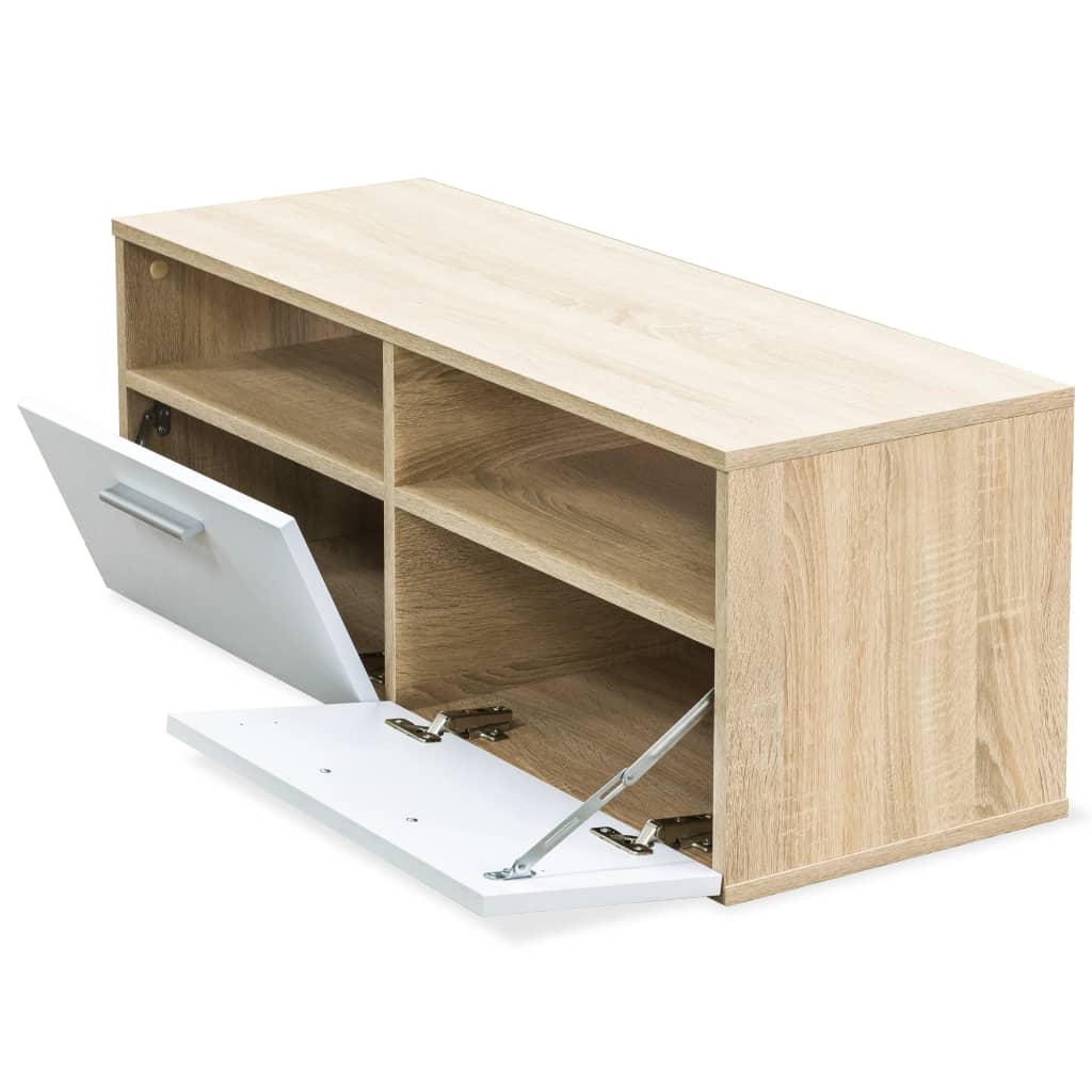2 Piece TV Cabinet Set Engineered Wood 95x35x36 cm Oak and White